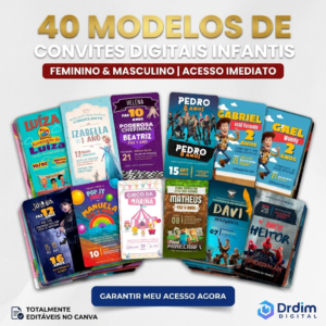 CONVITES DIGITAIS INFANTIS  PRONTOS EDITÁVEIS